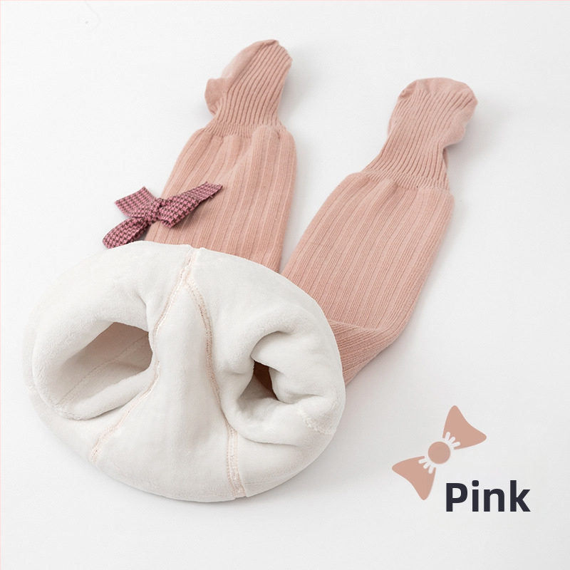 Tüdrukute sügis-talvised fliisvoodriga paksendatud beebiretuusid, beebide sokid lipsuga, valged lasteretuusid