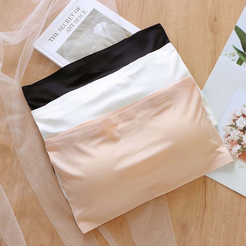 Lenjerie intimă tubulară Ice Silk, fără cusături, respirabilă, cu plasă, înfășurată în piept, fără bretele, cu o singură linie, Ice Silk, anti-expunere, pentru frumusețe, spate