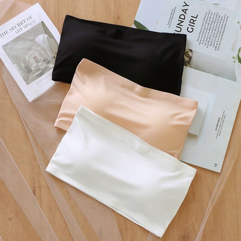 Õmblusteta ühes tükis Ice Silk hingavast võrgust rinnaümbrisega õlapaelteta üherealine Ice Silk paljastumisvastane seljatugedega aluspesu