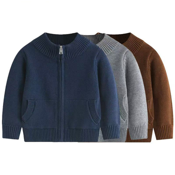 2025. aasta sügis-talve uus Briti stiilis laste poolkõrvakaelusega lukuga kootud kardigan puhtast puuvillast kampsun jakk poistele ja tüdrukutele