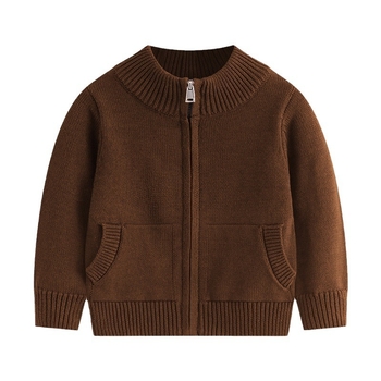 2025. aasta sügis-talve uus Briti stiilis laste poolkõrvakaelusega lukuga kootud kardigan puhtast puuvillast kampsun jakk poistele ja tüdrukutele
