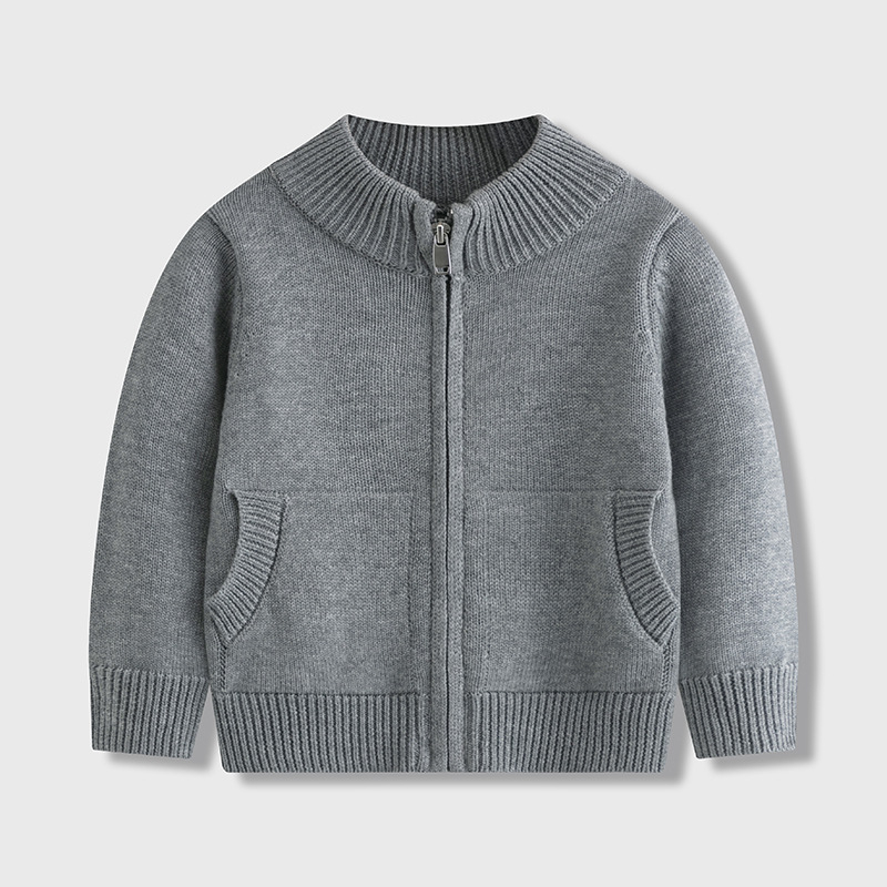 2025. aasta sügis-talve uus Briti stiilis laste poolkõrvakaelusega lukuga kootud kardigan puhtast puuvillast kampsun jakk poistele ja tüdrukutele