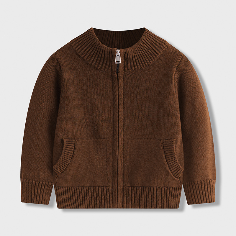 2025. aasta sügis-talve uus Briti stiilis laste poolkõrvakaelusega lukuga kootud kardigan puhtast puuvillast kampsun jakk poistele ja tüdrukutele
