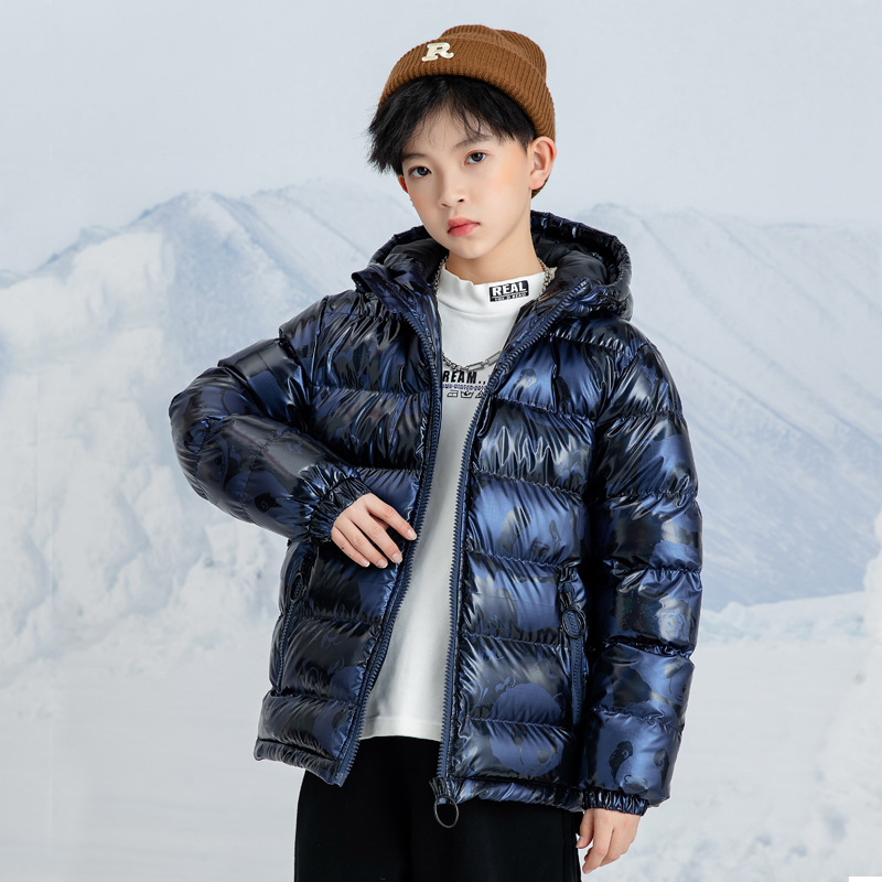 Dječja zimska jakna s pamučnom podstavom, velika dječja perjana jakna s pamučnom podstavom, dječja topla jakna s kapuljačom, svijetla jakna koja se ne pere