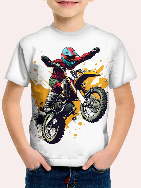 Tricou cu mânecă scurtă pentru băieți, cu imprimeu digital 3D de fotbal, cu desene animate, în tendințe europene și americane transfrontaliere, sport de agrement