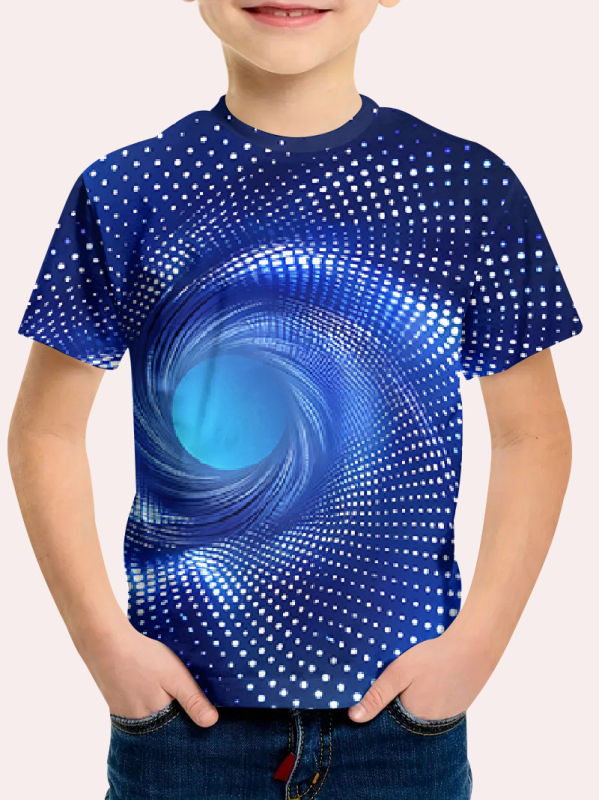 Tricou cu mânecă scurtă pentru băieți, cu imprimeu digital 3D de fotbal, cu desene animate, în tendințe europene și americane transfrontaliere, sport de agrement