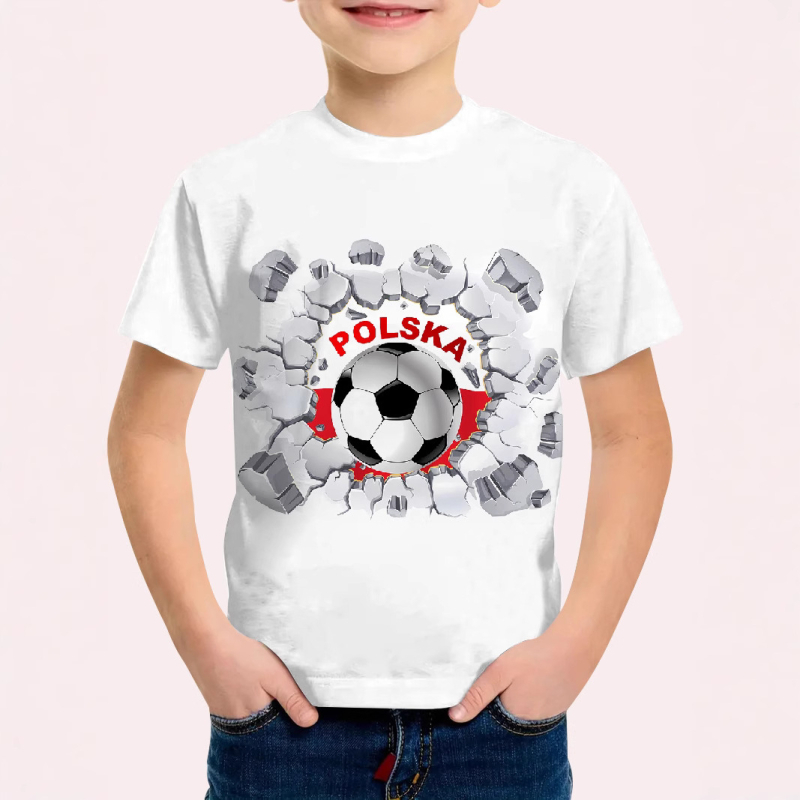 Tricou cu mânecă scurtă pentru băieți, cu imprimeu digital 3D de fotbal, cu desene animate, în tendințe europene și americane transfrontaliere, sport de agrement