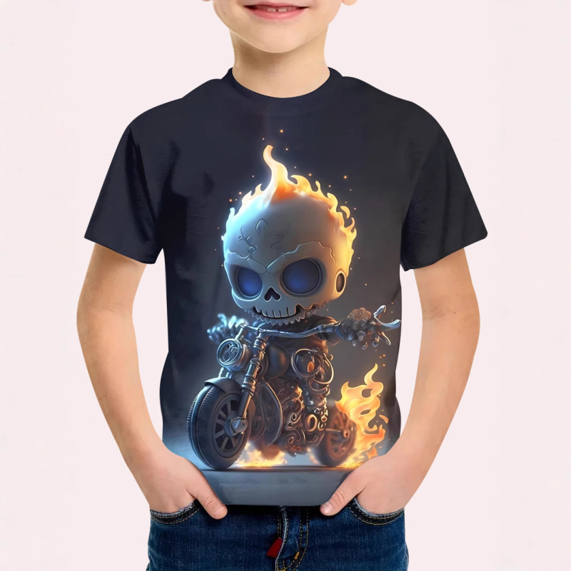 Tricou cu mânecă scurtă pentru băieți, cu imprimeu digital 3D de fotbal, cu desene animate, în tendințe europene și americane transfrontaliere, sport de agrement