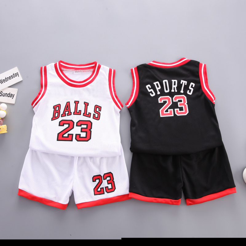 Vaikiški krepšinio marškinėliai „Cross-Border“ – vasariniai sportiniai kostiumai kūdikiams, šortai, dviejų dalių, greitai džiūstantys, džersio stiliaus.