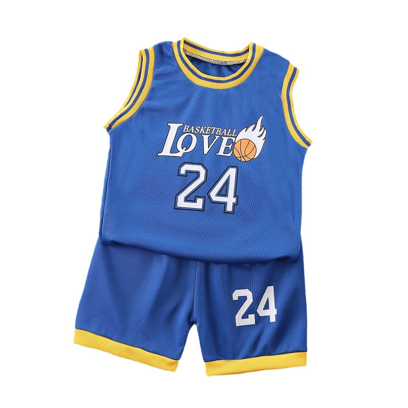 Vaikiški krepšinio marškinėliai „Cross-Border“ – vasariniai sportiniai kostiumai kūdikiams, šortai, dviejų dalių, greitai džiūstantys, džersio stiliaus.