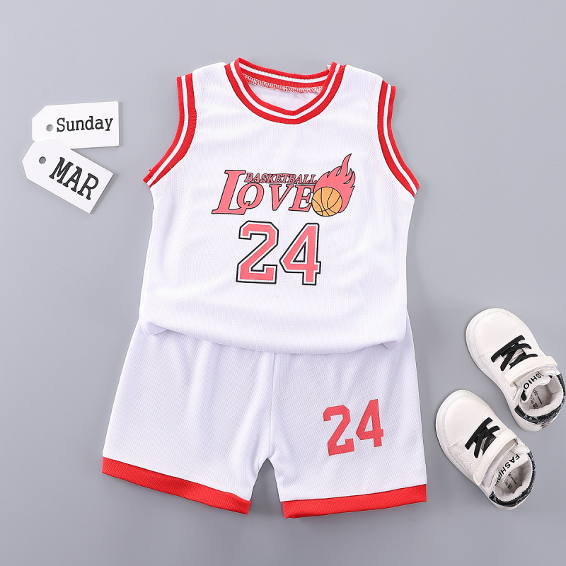 Vaikiški krepšinio marškinėliai „Cross-Border“ – vasariniai sportiniai kostiumai kūdikiams, šortai, dviejų dalių, greitai džiūstantys, džersio stiliaus.