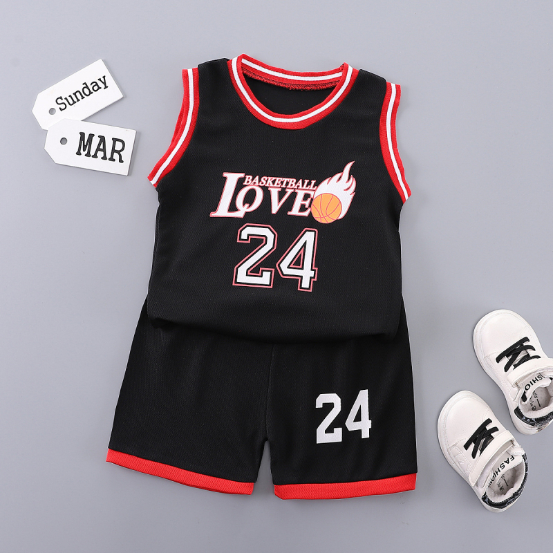 Vaikiški krepšinio marškinėliai „Cross-Border“ – vasariniai sportiniai kostiumai kūdikiams, šortai, dviejų dalių, greitai džiūstantys, džersio stiliaus.