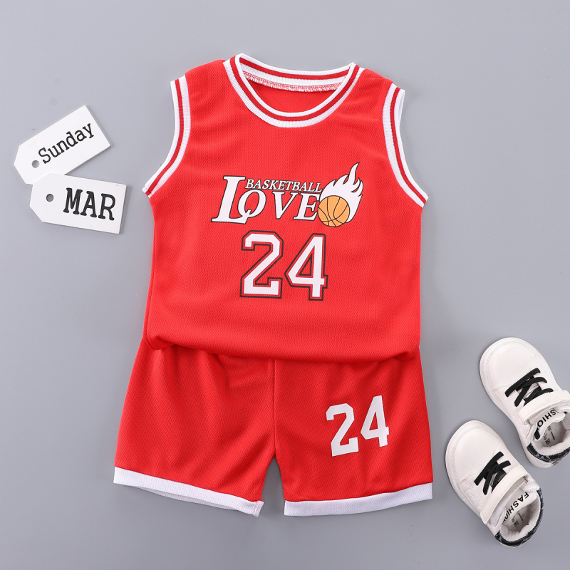 Vaikiški krepšinio marškinėliai „Cross-Border“ – vasariniai sportiniai kostiumai kūdikiams, šortai, dviejų dalių, greitai džiūstantys, džersio stiliaus.