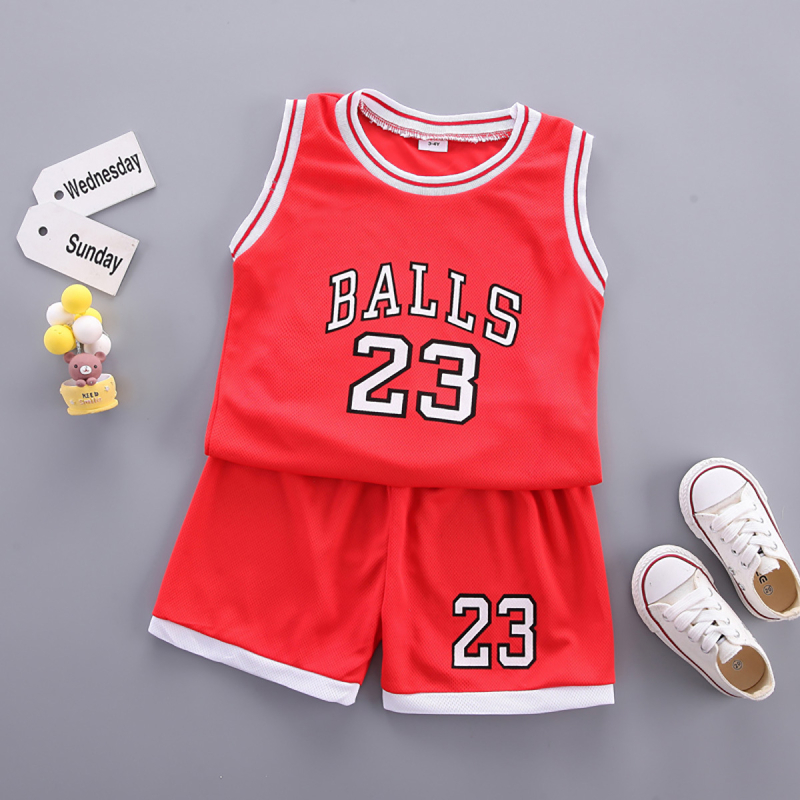 Vaikiški krepšinio marškinėliai „Cross-Border“ – vasariniai sportiniai kostiumai kūdikiams, šortai, dviejų dalių, greitai džiūstantys, džersio stiliaus.