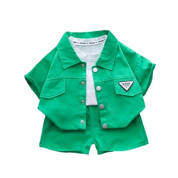 Καλοκαιρινό κοστούμι για αγόρια 2023 Κορεάτικο κοντομάνικο πουκάμισο για μωρά, μοντέρνο, δύο τεμαχίων, με κοντομάνικο μανίκι για νεογέννητα