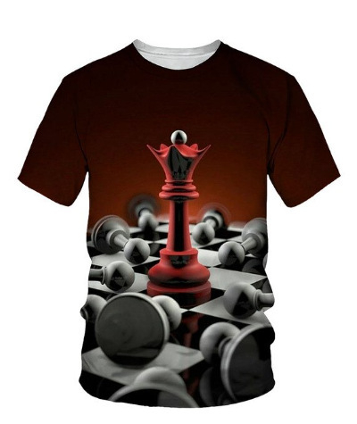 Ljetna muška majica kratkih rukava s prekograničnom trgovinom 2024. s 3D šahovskim tiskom, muška modna ležerna majica kratkih rukava i okruglog izreza