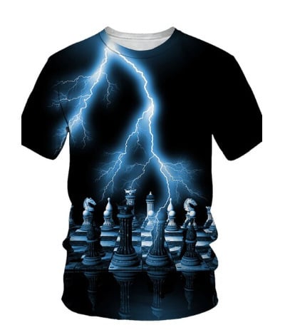 Ljetna muška majica kratkih rukava s prekograničnom trgovinom 2024. s 3D šahovskim tiskom, muška modna ležerna majica kratkih rukava i okruglog izreza
