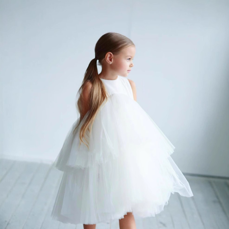 Dječja odjeća, Haljina za djevojčice, Gaza suknja, Elegantna haljina za princezu, Tutu suknja u španjolskom stilu s mašnom za jednogodišnje dijete