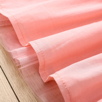 Rochie de vară pentru copii și fete, cu guler pătrat, mânecă scurtă, cusătură florală mică, la modă, din plasă