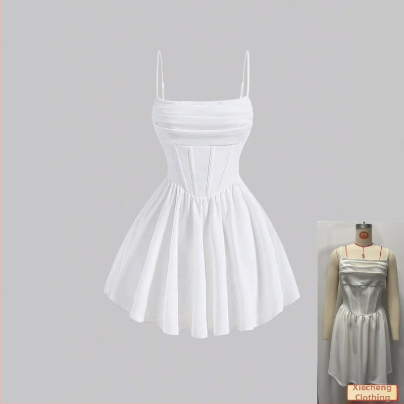 Rochie de vară nouă, sexy, cu fermoar, plisată, de culoare solidă, Amazon, transfrontalieră, Europa și Statele Unite