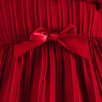 2025 καλοκαίρι νέο ευρωπαϊκό και αμερικανικό χαριτωμένο γλυκό κορίτσι μονόχρωμο φόρεμα ώμου διακόσμηση φιόγκο μια γενιά μαλλιών