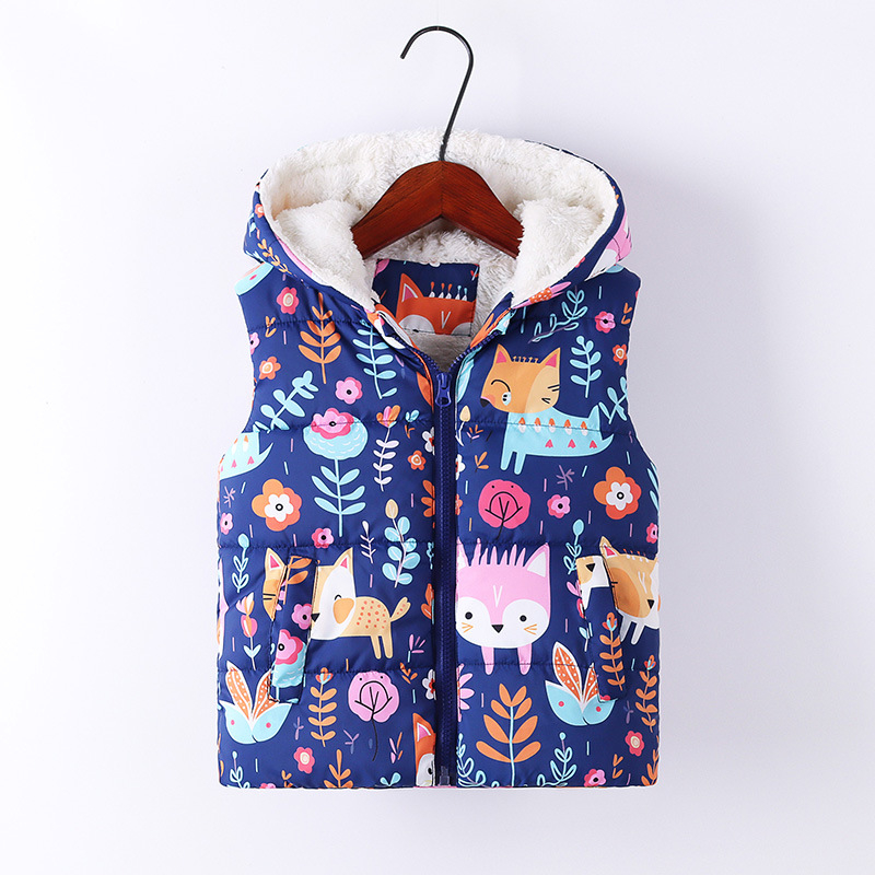 2025. aasta uus sügis-talve laste kapuutsiga puuvillane vest, piiriülene poiste ja tüdrukute täisprindiga graffiti, fliisvoodriga vest, lukuga särk