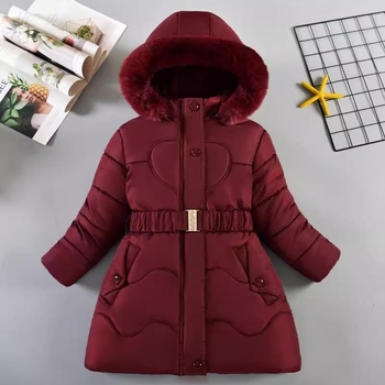 Ārējās tirdzniecības bērnu apģērbs ziemas jaunas meiteņu kokvilnas pildītas drēbes Eiropa un Amerikas Savienotās Valstis lieliem bērniem bērnu jostasvietas kapuce gara kokvilnas pildīta jaka mētelis