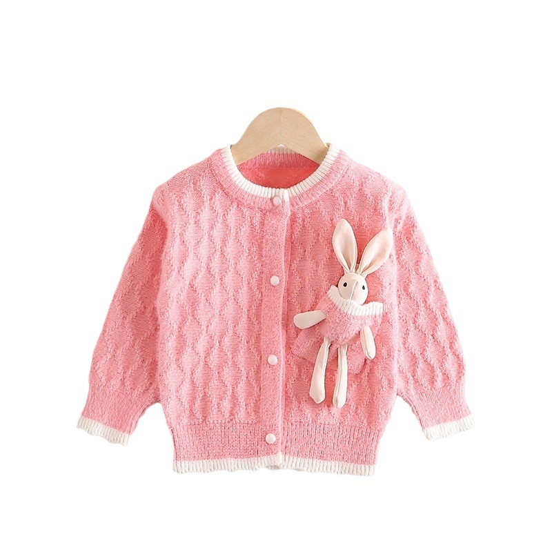 Djevojački džemper, zadebljani jesenski i zimski kaput s crtanim džepovima i zečjim džepom, slatki top za djevojčice, džemper u zapadnjačkom stilu