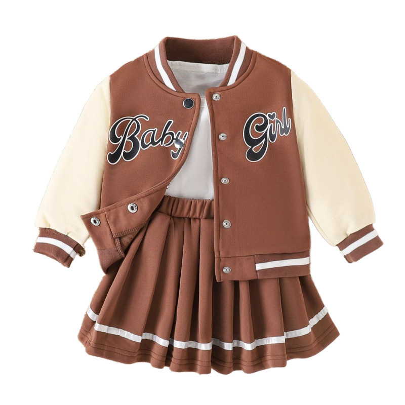 Ülikoolistiilis lastele mõeldud ins-stiilis tüdrukute jakk ja mantel Moodne ülikonna kaheosaline komplekt kevadeks ja sügiseks kuum stiil