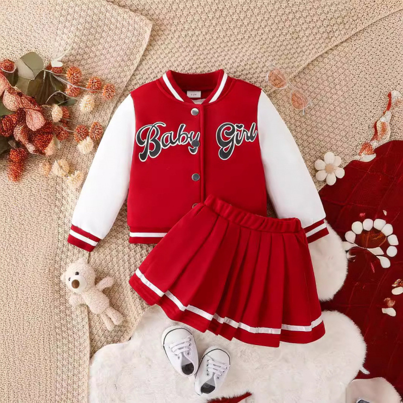 Ülikoolistiilis lastele mõeldud ins-stiilis tüdrukute jakk ja mantel Moodne ülikonna kaheosaline komplekt kevadeks ja sügiseks kuum stiil