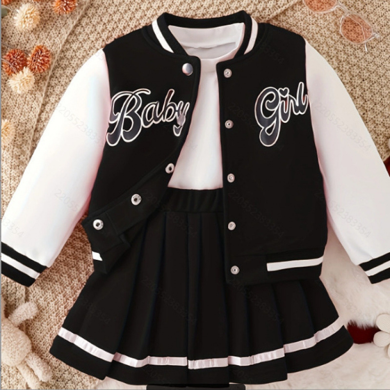 Ülikoolistiilis lastele mõeldud ins-stiilis tüdrukute jakk ja mantel Moodne ülikonna kaheosaline komplekt kevadeks ja sügiseks kuum stiil