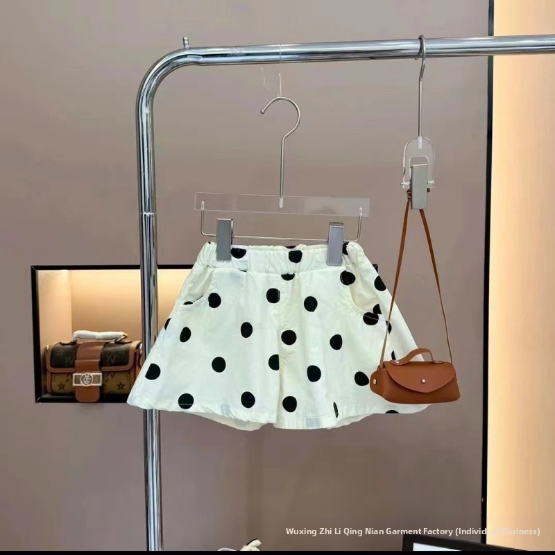 Fete 2025 vară stil coreean Polka Dot top și pantaloni scurți set din două piese pentru fete copii costum la modă fără mâneci cu buline