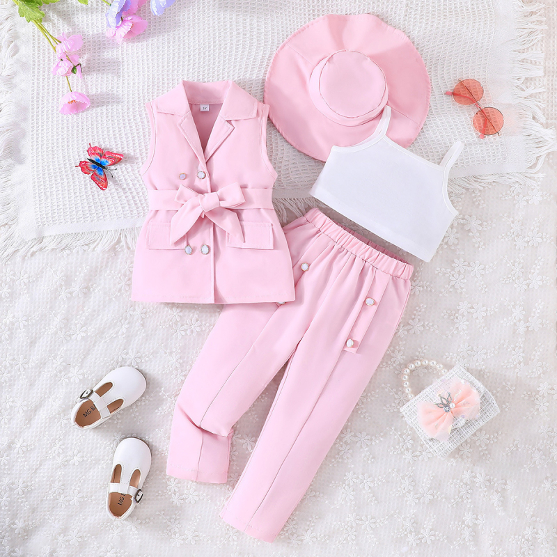 Amazon prekogranično 24 ljetno odijelo bez rukava s reverom, jednobojne hlače s tregerima, djevojačko odijelo sa šeširom