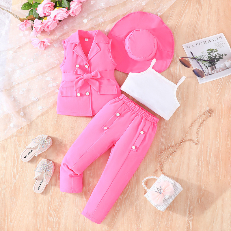 Amazon prekogranično 24 ljetno odijelo bez rukava s reverom, jednobojne hlače s tregerima, djevojačko odijelo sa šeširom