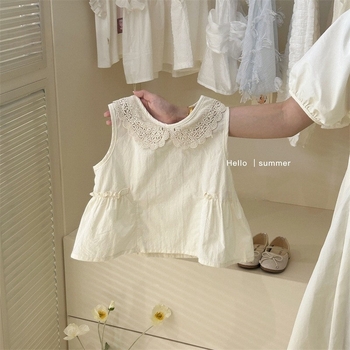 Σετ καλοκαιρινών ρούχων για κοριτσάκια 2025, νέο κομψό φανελάκι και παντελόνι δύο τεμαχίων, casual καλοκαιρινά ρούχα στην κορεατική έκδοση