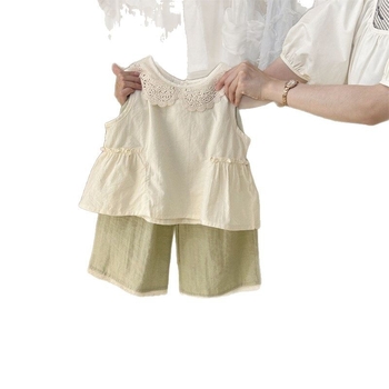 Σετ καλοκαιρινών ρούχων για κοριτσάκια 2025, νέο κομψό φανελάκι και παντελόνι δύο τεμαχίων, casual καλοκαιρινά ρούχα στην κορεατική έκδοση