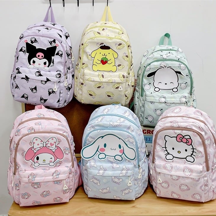 2024. gada pārrobežu jaunā multfilmas stila Sanrio pamatskolas skolēna skolas soma ar lielu ietilpību, vidēja un liela izmēra bērnu mugursoma