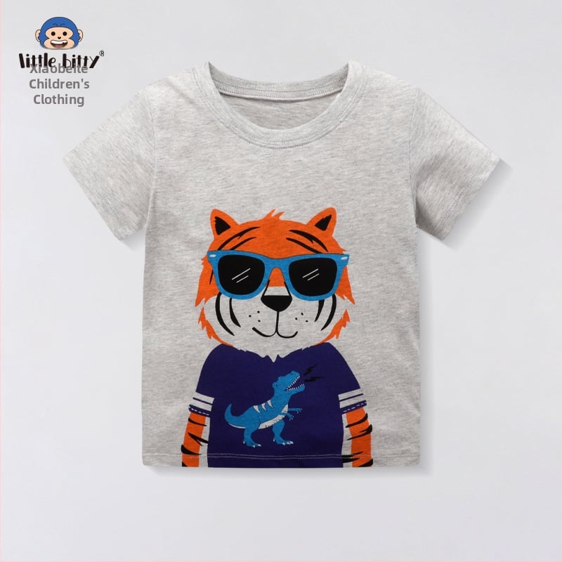 Tricou sport pentru băieți cu mânecă scurtă de vară 2025 pentru copii, desene animate, bumbac, top de vară pentru băieți, top cu mânecă scurtă