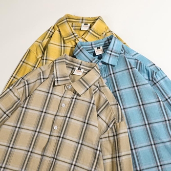 Κίτρινο Μπλε Καρό Ιαπωνικό Πουκάμισο Cityboy Ανδρικό Μακρυμάνικο Μπλούζα Αμερικανικού Στυλ Ρετρό Φθινοπωρινό Μπουφάν για Φοιτητές