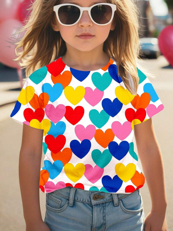 Nova djevojačka ljetna majica kratkih rukava s okruglim izrezom, modni božićni print, široki top RA1