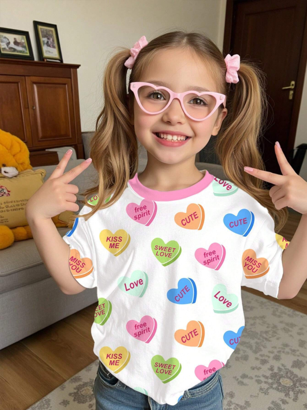 Nova djevojačka ljetna majica kratkih rukava s okruglim izrezom, modni božićni print, široki top RA1