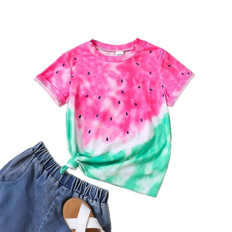 Nova djevojačka ljetna majica kratkih rukava s okruglim izrezom, modni božićni print, široki top RA1