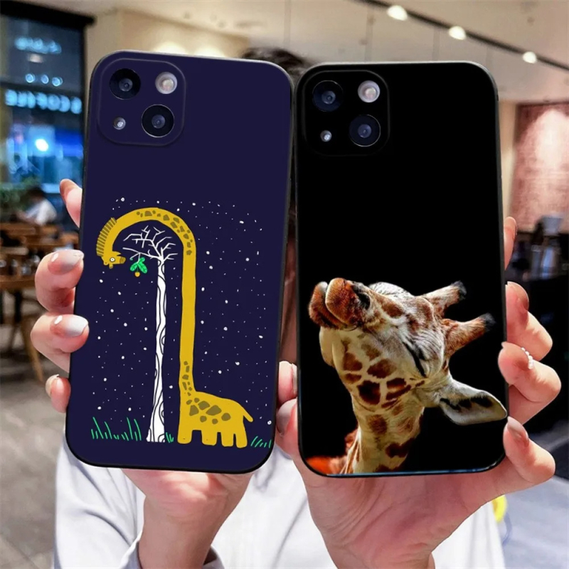 Piemērots iPhone15 jaunam smieklīgam žirafes dzīvnieka telefona apvalkam
