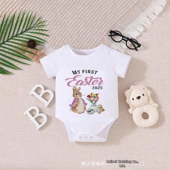 Prekogranična vanjska trgovina dječjom odjećom, uskrsnim slatkim crtanim kombinezonom kratkih rukava, festivalskom odjećom, dječjom odjećom u više boja