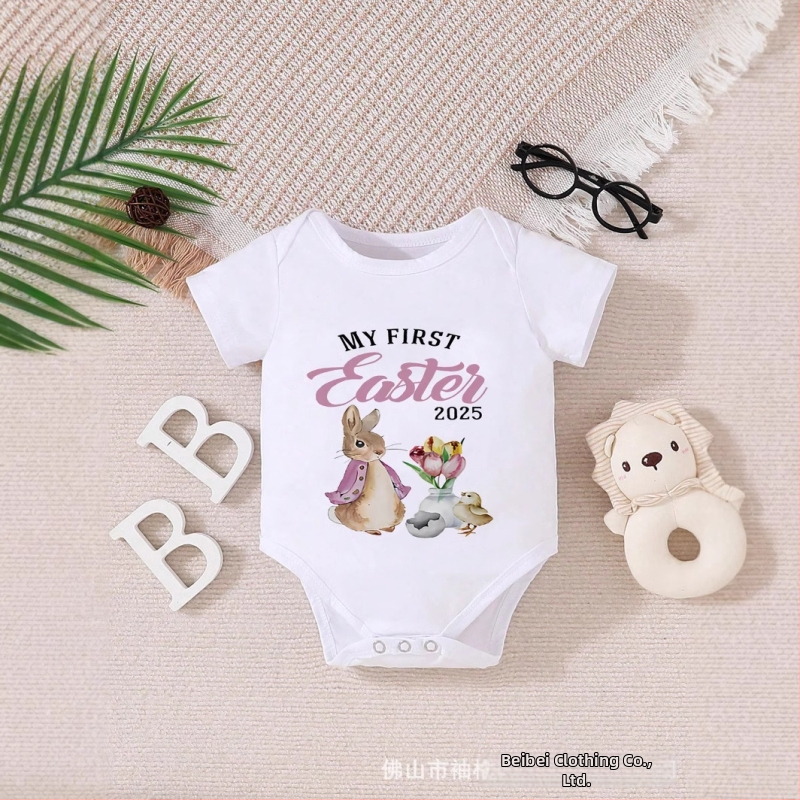 Prekogranična vanjska trgovina dječjom odjećom, uskrsnim slatkim crtanim kombinezonom kratkih rukava, festivalskom odjećom, dječjom odjećom u više boja