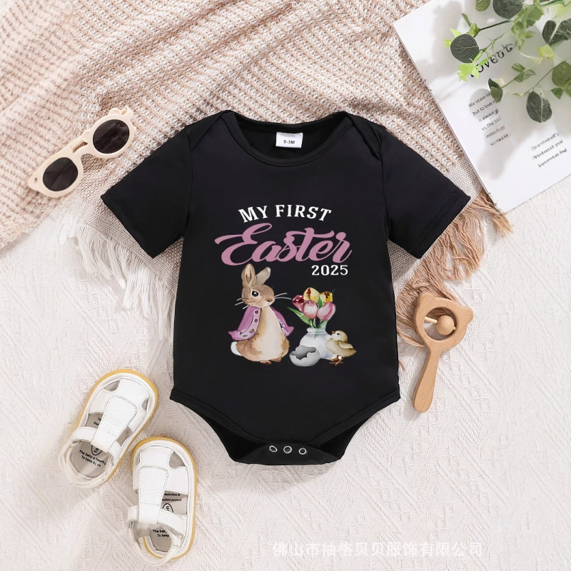 Prekogranična vanjska trgovina dječjom odjećom, uskrsnim slatkim crtanim kombinezonom kratkih rukava, festivalskom odjećom, dječjom odjećom u više boja