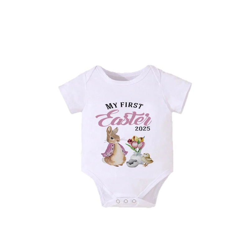 Prekogranična vanjska trgovina dječjom odjećom, uskrsnim slatkim crtanim kombinezonom kratkih rukava, festivalskom odjećom, dječjom odjećom u više boja