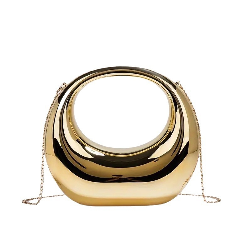 Златисто сребърна прозрачна акрилна чанта с гъши яйце, полумесец, облак, вечерна чанта, чанта с верижка, полумесец, клъч, чанта през рамо