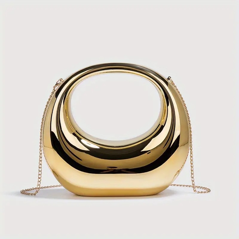 Златисто сребърна прозрачна акрилна чанта с гъши яйце, полумесец, облак, вечерна чанта, чанта с верижка, полумесец, клъч, чанта през рамо