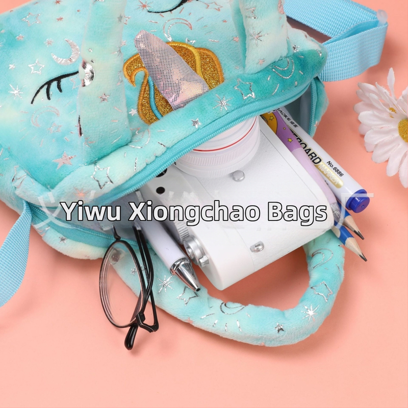 Модна сладка еднорог бродерия произволни цветни тай-дай плюшени мини чанти през рамо преносими с двойна употреба